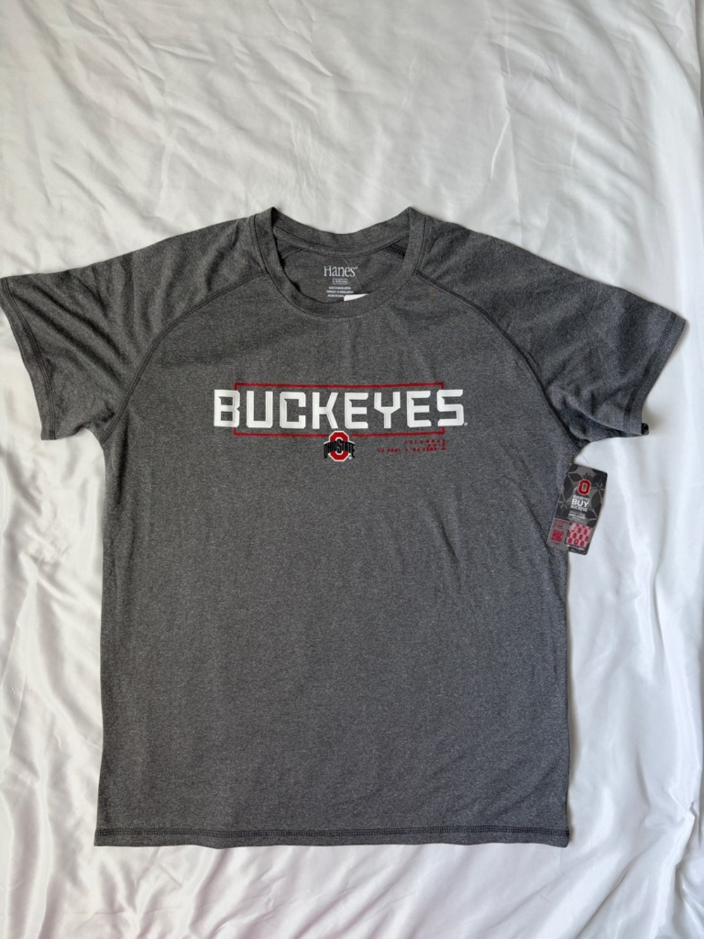Hanes Gray Ohio State Buckeyes Short Sleeve Tee